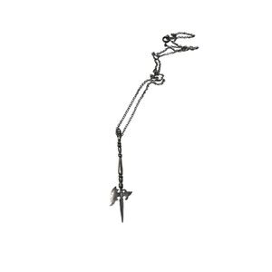 Sterling silver halberd axe sword medieval weapon Pendant Necklace